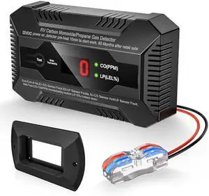 Dual CO/LP Alarm with Bracket - RV Carbon Monoxide and Propane Detector for Travel Trailer and Camper, Separated LED Indicator for Propane and CO, 85dB Loud Alarm - 12V DC RV Propane Gas Detector