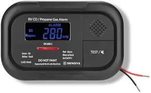RV Carbon Monoxide & Propane Dual Gas Detector - Surface Mount - Hard-Wired DC 12V, Large LCD Display, 85dB Loud Alarm, Easy Reset/Test Button - Ultimate Safety for Your Adventures (Black)