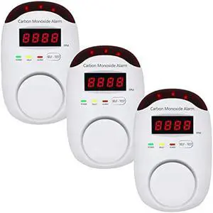 Carbon Monoxide Detectors, WESHLGD Plug-in CO Detector Alarm Monitor with LED Digital Display and Voice Alert for Home/Kitchen - 3 Pack