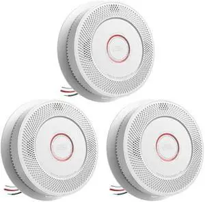 SITERWELL Hardwired Interconnected Smoke and Carbon Monoxide Detector, 10 Year Product Life Alarm Smoke Carbon Monoxide Detector with 2 AA Batteries Back Up, Smoke and CO Detector Voice Alert,3 Pack