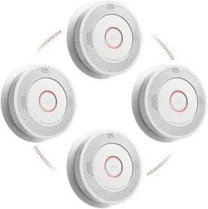 SITERWELL Smoke and Carbon Monoxide Detector 10-Year Battery, Wireless Interconnected Smoke Alarm Carbon Monoxide Detector with Dual Language Voice Alerts for Home and Babyroom, 4 Pack