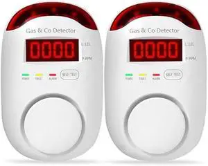 2 Packs Gas & Carbon Monoxide Detectors - Plug in Carbon Monoxide Detector & Propane, Natural Gas Detector, CO Monitor Alarm & Explosive Gas Detector Alarm for Home,RV