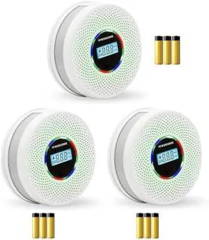 3 Pack Upgraded Combination Smoke and Carbon Monoxide Alarm Detector, Dual Sensor Smoke Alarm&Carbon Monoxide Detector (Includes Battery)