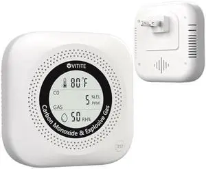 Carbon Monoxide Detectors Plug in, 4 in 1 Natural Gas, CO, Propane, Temp, Humidity & Explosive Gas Alarm for Home, Hotel, Kitchen, Camper