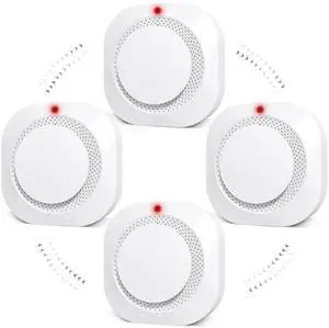 Smoke Detector, Battery Operated Smoke Alarm with Photoelectric Technology, UL Listed Fire Alarms Smoke Detectors with LED Indicator and Test Button (4 Pack)