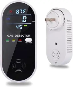 3-in-1 Combustible Gas Detector with Temperature and Humidity Display, Plug-in Portable Combustible Gas Leak AlarmNatural Propane Gas Detector for KitchenLiving RoomBedroom.