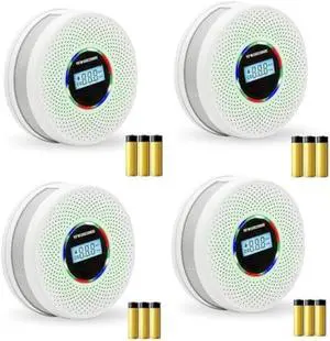 4 Pack Upgraded Combination Smoke and Carbon Monoxide Alarm Detector, Dual Sensor Smoke Alarm&Carbon Monoxide Detector (Includes Battery)