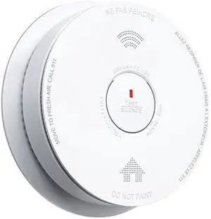 SITERWELL Smoke Detector 10 Year Battery Operated, Smoke Alarm with Photoelectric and Rlectrochemical Sensors, Fire Alarm with Bilingual Voice Alerts for Bedroom, Meets UL217-9th Standards, 1 Pack