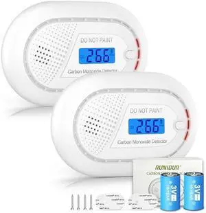 Carbon Monoxide with 10-Year Battery, Digital LCD Portable CO Alarm (2 Piece)