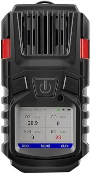 4 Gas Monitor Multi Gas Detector EX O2 H2S Monitor Clip on, 3000mAh Rechargeable 4 Gas Meter View Records and Curve, Portable 4 Gas Monitor Multi Gas Detector with Calibration Kit 4 Gas Detector