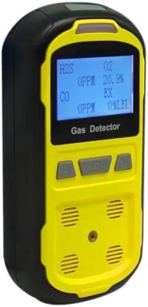 Upgraded 4 Gas Monitor Multi Gas Detector, Yfwsrecinoe Gas Leak Detector, Rechargeable 4 Gas Monitor Ex H2s Co O2 with LCD Multiple Indicator (Yellow)