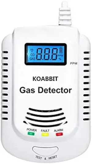 Combination Natural Gas and Carbon Monoxide Detector Plug in 2-in-1 Co Detector and Combustible Gas Detector,Propane,LPG,Gas Leak Detector for Kitchen/Home.
