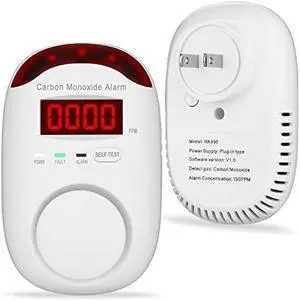 Carbon Monoxide Detector Plug in - Hembisen Portable Carbon Monoxide Detector for Travel,Plug in CO Detector with Digital Display for Apartment/Home/Kitchen,Easy to Read & Install