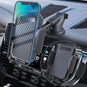 FBB Phone Mount for Car, [ Off-Road Level Suction Cup Protection ] 3in1 Long Arm Suction Cup Holder Universal Cell Phone Holder Mount Dashboard Windshield Vent Compatible with All Smartphones