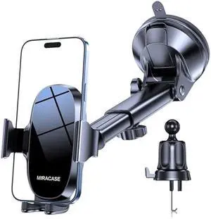 Miracase 3-in-1 Cell Phone Holders for Your Car, Universal Car Phone Holder Mount for Dashboard Air Vent Windshield Compatible with iPhone16 15 14 13 12 11 Pro Max Xs XR X, Galaxy Stripe