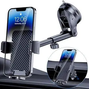 Phone Holder Car [Military-Grade Suction] Universal Car Phone Holder [Thick Case Friendly] Automobile Accessories Dashboard Air Vent Windshield Phone Mount Fit for iPhone Android Smartphones