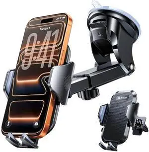 andobil [2025 True Military-Grade Car Phone Holder [Upgraded Strongest Suction & Clip] Cell Phone Car Mount Dashboard Windshield Vent,Truck Cradle Stand for iPhone 17 Pro Max 16 15 14 13 12 Android