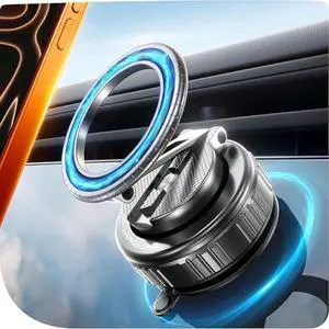 MRGLAS 2026 Upgraded 360° Rotation Vacuum Magnetic Phone Holder Stand,for Magsafe Suction Cup Phone Mount [109+LBS Strongest Suction & Magnetic] Adjustable Swivel Lock, for Your Car/Gym/Mirror/Kitchen