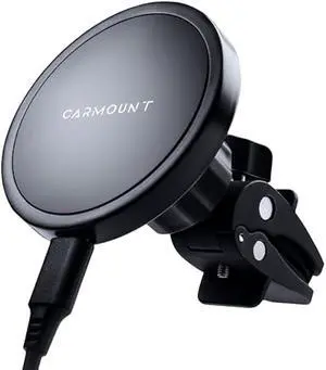 CARMOUNT X1 Wireless MagSafe Car Mount for iPhone 12/13/14/15/16 Models | Vent and Dashboard Holder Attachment | for Suction Cup Base | 15W Fast Charging | Adjustable 360° Rotation