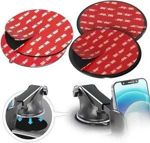 Dashboard Adhesive Sticky Pad Set for Car Mount - Made with 3M VHB, 3.15 (80mm) Disk with Secure Suction Cup Grip for Cell Phone Holder and GPS Dash Mount, 2 Mounting Disks and 2 Replacement Pads