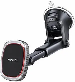 APPS2Car Magnetic Phone Mount, Dashboard Windshield Suction Cup Car Phone Holder Phone Mount with 6 Strong Magnets, Adjustable Telescopic Arm, Compatible with iPhone/Air/Pro/Max/All Smart Phones