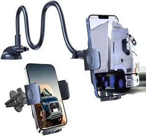 Cell Phone Holder Car [Military Grade Powerful Suction] Car Phone Holder Mount Adjustable Gooseneck for Truck Dashboard Windshield Vent for iPhone 16 15 14 All Mobile Phones