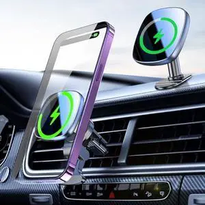 Car Phone Holder,Magnetic Charger w/Car Cigarette Lighter Adapter,Cell Phone Holders for Your Car Accessories -Dash,Air Vent,for Magsafe Car Mount Charger for iPhone 16 Pro Max 15 14 13 12,Galaxy