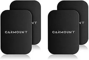 CARMOUNT Universal Metal Plates Kit for Magnetic Phone Mounts | Strong Hold, Ultra-Thin Matte Finish | 4 Square Plates with Cleaning Wipe | Wireless Charging Friendly, Easy Setup for All Smartphones