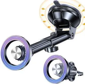 Coolpow for MagSafe Car MountWindshield+Vent+DashMagnetic Phone Holder for Car Phone Holder Mount Cell Phone Holders for Your Car Accessories Suction Cup Stand for Garmin GPS for iPhone 17 16 15 14