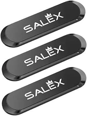SALEX Black Magnetic Mounts 3 Pack. Flat Cell Phone Holder for Car Dashboard, Wall, Fridge. Stick on Universal Kit Compatible with GPS, Tablets, Smartphones, Knives, Keys, Spoons, Forks.