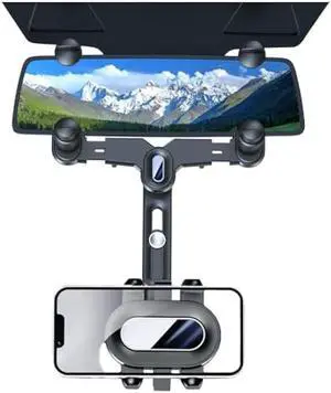 Turcee Car Rearview Mirror Navigation Phone Holder, 360 Rotatable and Retractable, for iPhone, Samsung Galaxy & All Smartphones