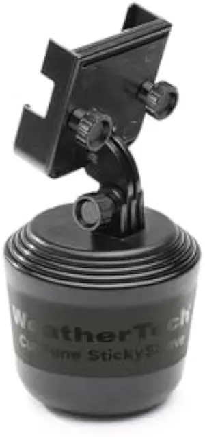 WeatherTech CupFone Two View  Adjustable, Universal Cup Holder Phone Mount Car & Truck Accessory  Best Design for iPhone & Smartphone Charging  Black Plastic Knobs