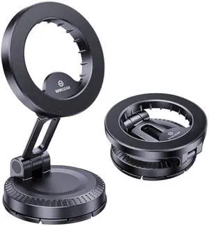 WixGear for MagSafe Car Mount, Foldable Car Phone Mount, Magnetic Phone Holder for Car Dashboard, Strong Magnets, MagSafe Suction Mount, MagSafe Dash Mount, 360° Rotation, Compatible with iPhones