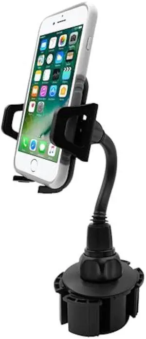 Macally Car Cup Holder Phone Mount - Securely Holds Phones up to 4.1 Wide - Flexible Gooseneck & 360° Rotatable Cradle