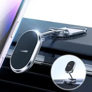 Magnetic Phone Holder for Car Metal Upgrade 6X Magnets Phone Mount Double 360° Rotation Super Sticker Phone Holder Car Mount Easy Install Suitable for Dashboard Screens Compatible with All Phone black