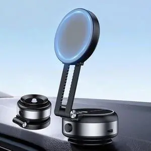 Anti-Shake Stable Electric Magnetic Suction Phone Mount, Foldable Magnetic Car Phone Holder, Adjustable Vacuum Magnetic Phone Holder for MagSafe iPhone 17 Air 17 Max Pro 16 15 14 13 12