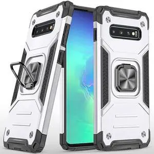 for Samsung Galaxy S10 Case Military Grade Shockproof with Kickstand Stand Built-in Magnetic Car Mount Armor Heavy Duty Protective Case for Samsung Galaxy S10 Phone Case (Sliver)