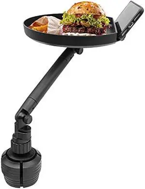 Macally Cup Holder Tray for Car - Adjustable Car Tray Table - Perfect Car Food Tray for Eating with Phone Slot and Swivel Arm - Car Organizer