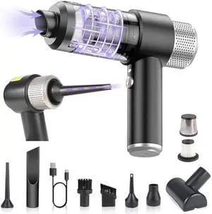 Handheld Car Vacuum Cleaner,Vacuum Black Cleaner with LED Ligh,Air Duster, 16000PA PortableHand Held Vacuum Suitable for in car, Home,OutdoorsOffice, Pet Clean