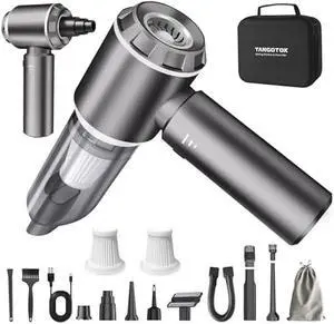 80,000RPM Cordless Car Vacuum & Air Duster 4-in-1 High Power 20000PA Handheld Blower/Pump with Brushless Motor, LED Power Display, 3 Speed for Home/Camping/Pet Hair (Silver)