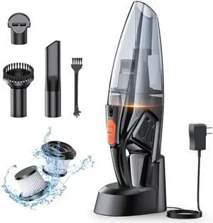Handheld Vacuum Cordless Rechargeable 9KPA - [2H Fast Charging Dock] Portable Car Vacuum Cleaner High Power Suction with LED Light, 2 HEPA Filters, Dust Busters Wet Dry for Home/Car/Office/Pet