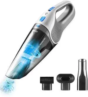 DEKOPRO Cordless Handheld Portable Vacuum Cleaner, Small Rechargeable with 8000PA Powerful Suction, Car Vacuum with Multi Accessories to Clean Home, Pet Hair and Car, White