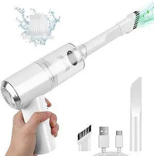 Mini Car Vacuum Cleaner(4500 pa) Portable Cordless Rechargeable,Tiny Handheld Vacuum, Computer Hand Vacuum for Keyboard and Laptop, Mini Hand Held Vac for Car and Home /V01/White