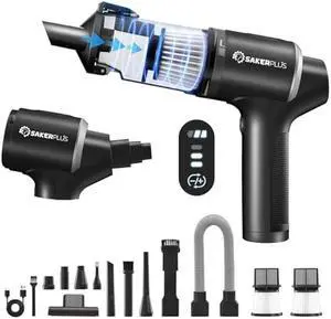 Hand Held Car Vacuum Cordless, 20000PA High Power Handheld Portable Vacuum & Air Duster for Car Home, 4-in-1 Mini Vacuum Cleaner with LED Display - Vacuuming, Blowing, Inflating & Deflating