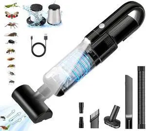 Bug Vacuum & Handheld Vacuum Cordless with 12000 PA, High Power Portable Bug Vacuum with Long Nozzle Small Spider Catcher Use for Home Office Car RV Catcher and Release Insect Bug Vacuum (black)