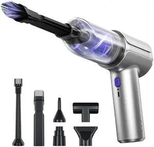 Handheld Car Vacuum Cleaner Cordless with Brushless Motor, 21000PA High Power Mini Air Duster, 7 in 1 Keyboard Portable Vacuum Cleaner Dual Filters for Car, Home, Office, Pet