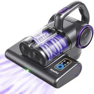 FEPPO Mattress Vacuum Cleaner, 16Kpa Bed Vacuum Cleaner with 253.7nm UV-C Light, 140°F Heat, HEPA Filter & Ultrasonic, Versatile Handheld Vacuums for Bed, Sofa, Couch, Crib(Corded, 500W)