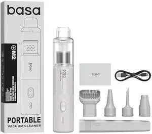 BASA Handheld Car Vacuum Cleaner, 12000Pa 4-in-1 Cordless Vacuum Cleaner and Air Duster, Mini Portable Vacuum with 25-Min Runtime, HEPA Filter and Multi-Nozzles for Car, Home, Office, Pet