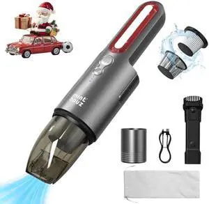 Minthouz Car Vacuum,Mini Portable Cordless Hand held Vacuum Powerful Suction Equipped with LED Light,Large Capacity Battery and USB 3.0 Fast Charging Tech,for Car,Home, Office