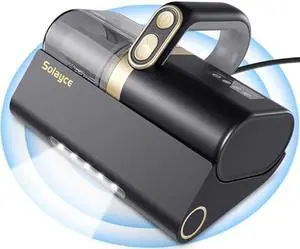 Bed Vacuum Cleaner with UV-C Light, 16Kpa Suction 500W Powerful Double-Cup Handheld Vacuums, Mattress Vacuum Cleaner with Dust Sensor, Ultrasonic, Heating Tech, HEPA Filter, Corded - Black